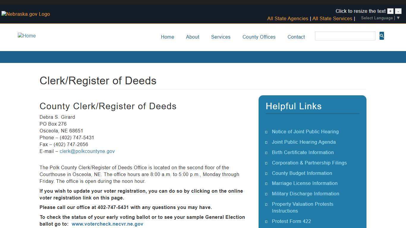 Clerk/Register of Deeds | Polk County